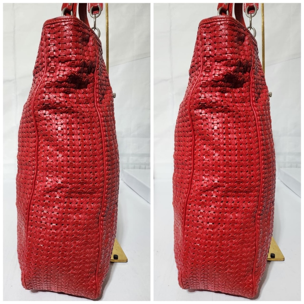 Authentic Christian Dior Rafia Lady Dior Tote Red - Picture 12 of 15